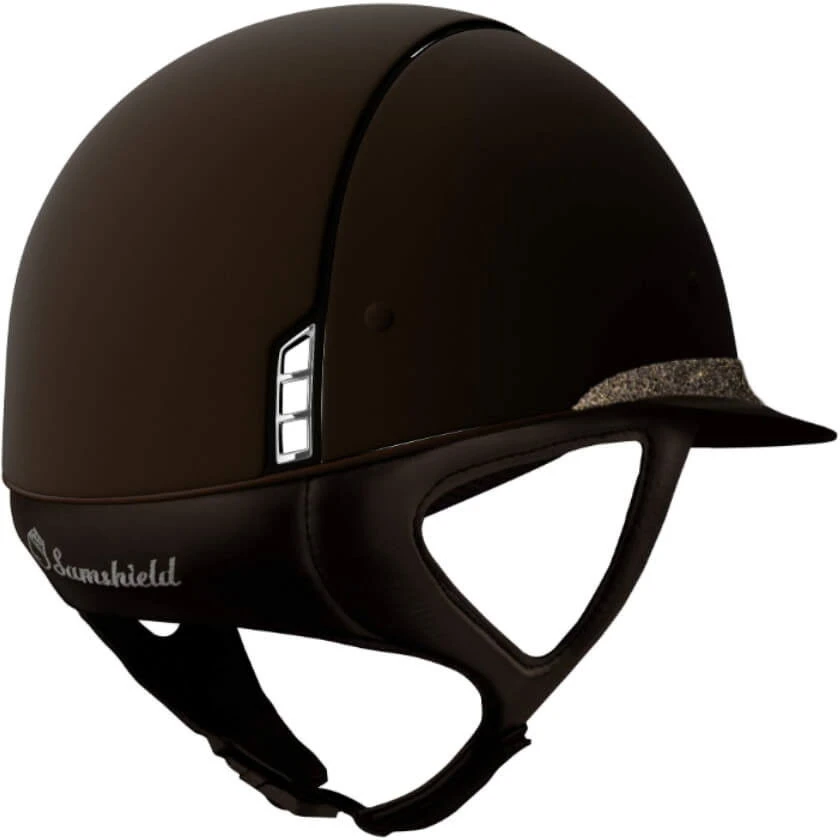 Riding Helmet MS SM,FB+Blazon Crystl Fabric Metal,Trim Matt Brnz, With Dressage Chin Strap 4 Riding Helmet MS SM,FB+Blazon Crystl Fabric Metal,Trim Matt Brnz, With Dressage Chin Strap - Image 2