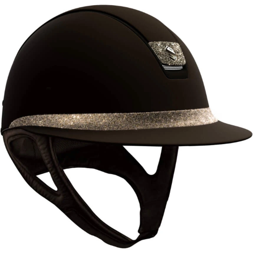 Riding Helmet MS SM,FB+Blazon Crystl Fabric Metal,Trim Matt Brnz, With Dressage Chin Strap 3 Riding Helmet MS SM,FB+Blazon Crystl Fabric Metal,Trim Matt Brnz, With Dressage Chin Strap