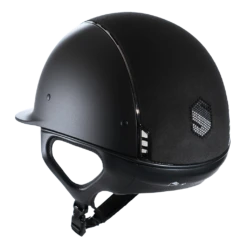 Riding Helmet Classic SM, Top Alct Holo Shield Sw, Trim+Blazon Black Chrome, 5 Holo Stones -Equestrian Supplie Shop DSC02007 1280x1280