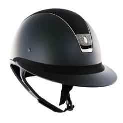 Riding Helmet Miss Shield SM,Top+FB Alct,Trim Blk Chrm,Blazon Crystal Fabric Metal Eclipse