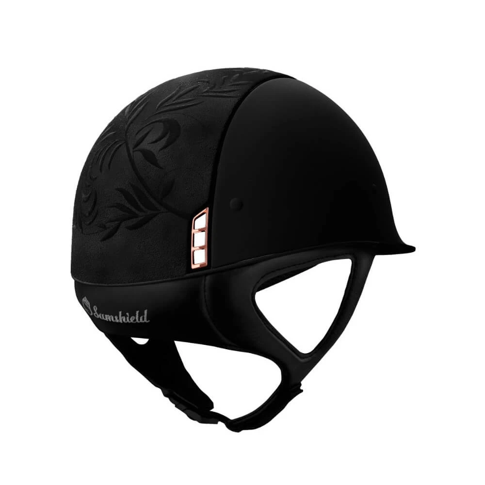 Riding Helmet Classic Shadowmatt, Top Flower Embroidery,Trim Matt Black, Blazon Pink Gold 4 Riding Helmet Classic Shadowmatt, Top Flower Embroidery,Trim Matt Black, Blazon Pink Gold - Image 2