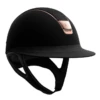 Riding Helmet Miss Shield CSM Alcantara Top, Alcantara Frontal Band Gold 2 Riding Helmet Miss Shield CSM Alcantara Top, Alcantara Frontal Band Gold -Equestrian Supplie Shop black front 1280x1280