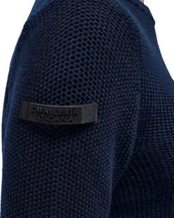 Cavalleria Toscana Women's Sweater CT Label Crew Neck Merino Wool FW23 -Equestrian Supplie Shop cavalleria tosana pulloover ct label deep sea blue 3 1280x1280