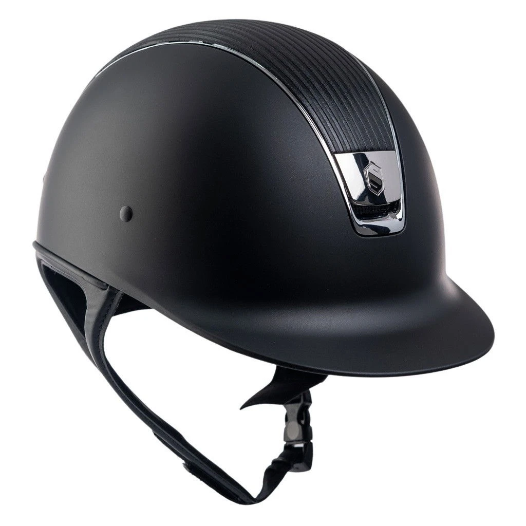 Riding Helmet Classic Shadowmatt Leather, Chrome Silver, Chrome