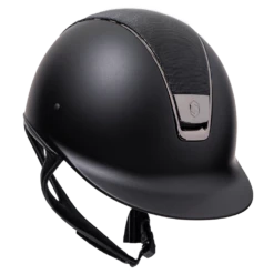 Riding Helmet Classic Shadowmatt W Dressage Neckline, Top Shimmer, Trim + Blazon Blk Chrm