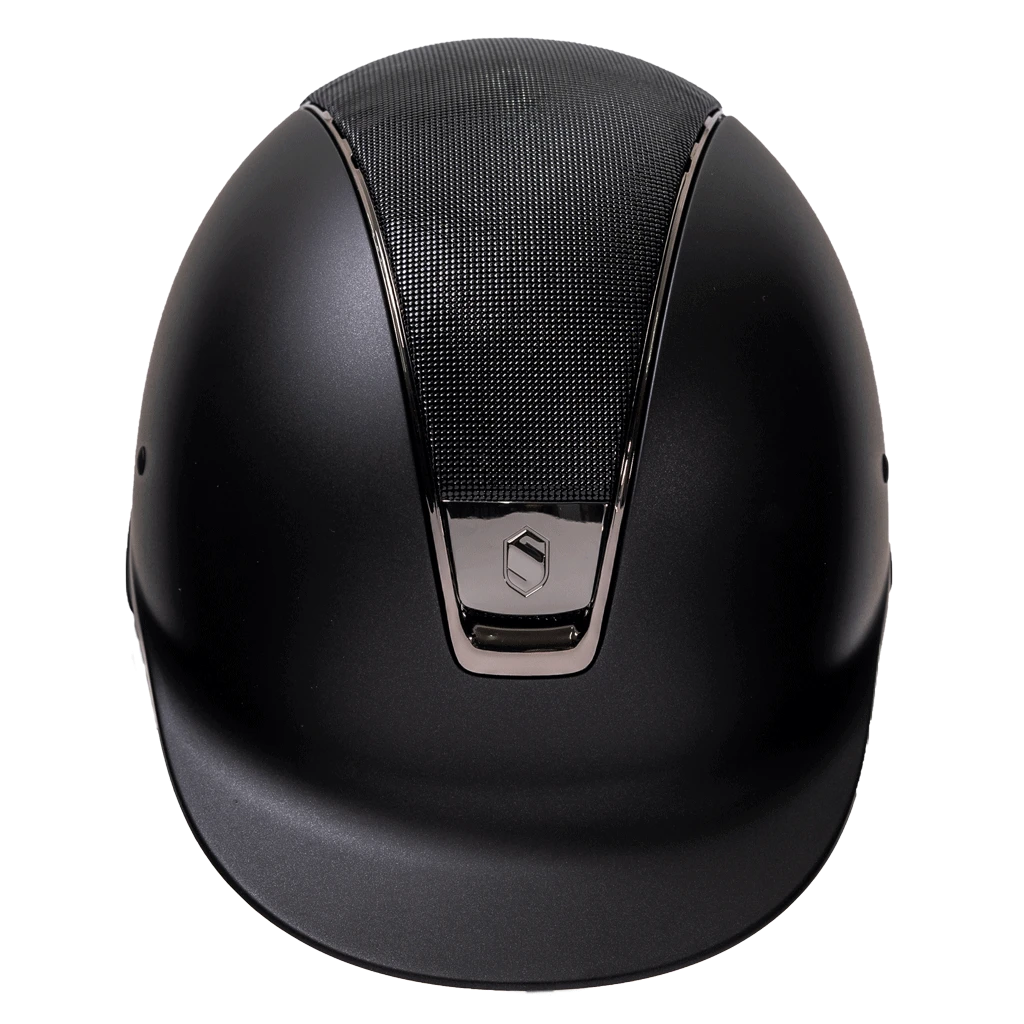 Riding Helmet Classic Shadowmatt W Dressage Neckline, Top Shimmer, Trim + Blazon Blk Chrm 4 Riding Helmet Classic Shadowmatt W Dressage Neckline, Top Shimmer, Trim + Blazon Blk Chrm - Image 2