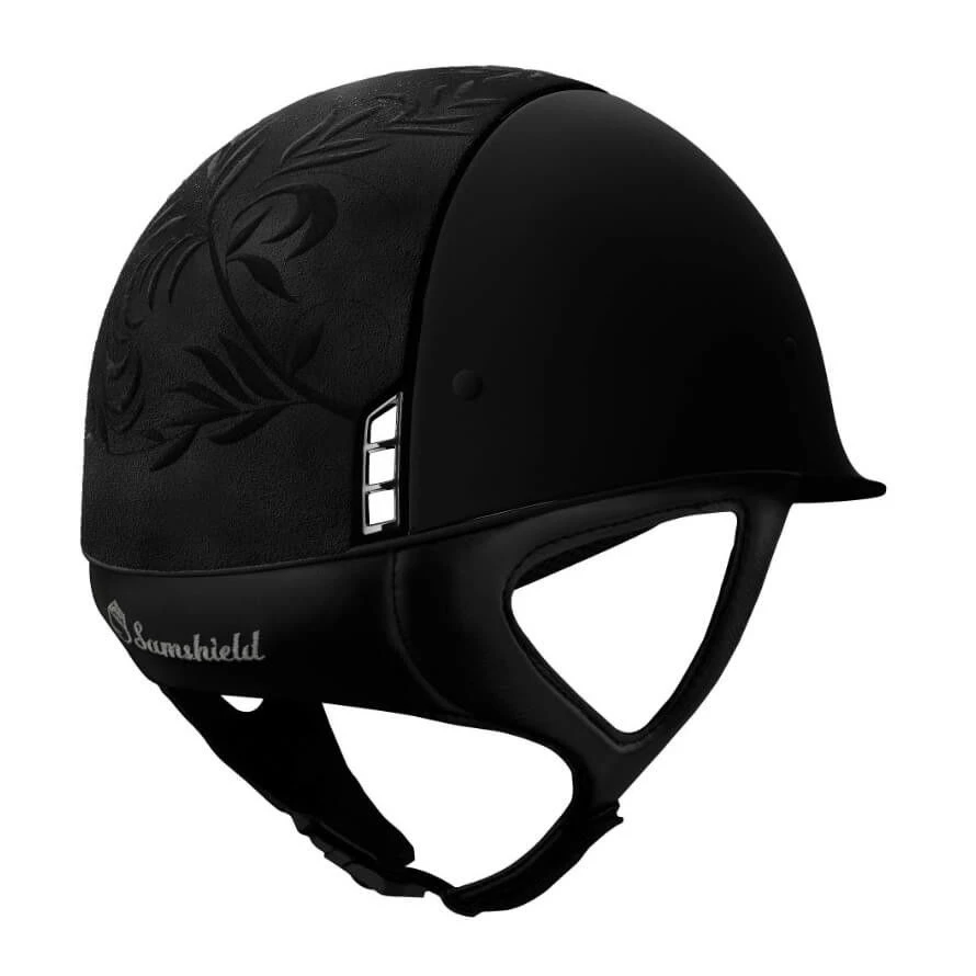 Riding Helmet Classic Shadowmatt, Top Flower Embroidery, Trim Matt, Blazon Blk Chrm - Image 2