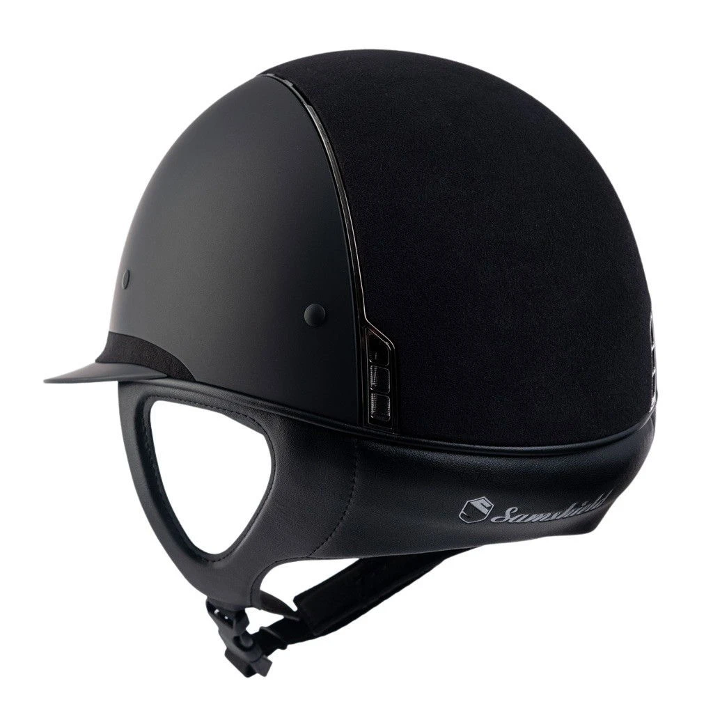 Riding Helmet Miss Shield SM, Top + Frontal Band Alcantara, Trim + Blazon Black Chrome - Image 2