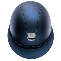 Riding Helmet Miss Shield SM, FB Flower Sw, Trim+Blazon Black Chrome, Full Sw Metallic Blu -Equestrian Supplie Shop samshield reithelm miss shield sm fb flower sw trim blason black chrome full sw metallic blue blau 3 1280x1280