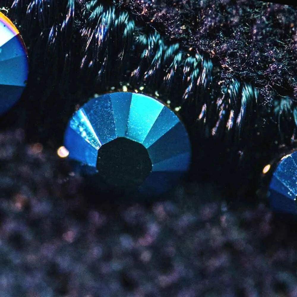 Riding Helmet Miss Shield SM, FB Flower Sw, Trim+Blazon Black Chrome, Full Sw Metallic Blu - Image 5