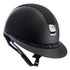 Riding Helmet Miss Shield SM, Top Alct, FB Flower Sw, Trim+Blazon Blk Chrm, Full Sw Hmt
