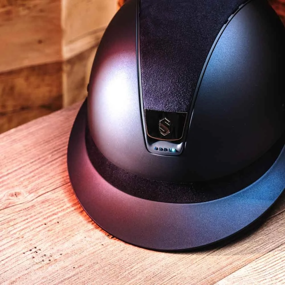 Riding Helmet Miss Shield SM, Top+FB Alct, Trim Matt, 5 Sw Metallic Blue, Blazon Blk Chrm 6 Riding Helmet Miss Shield SM, Top+FB Alct, Trim Matt, 5 Sw Metallic Blue, Blazon Blk Chrm - Image 4